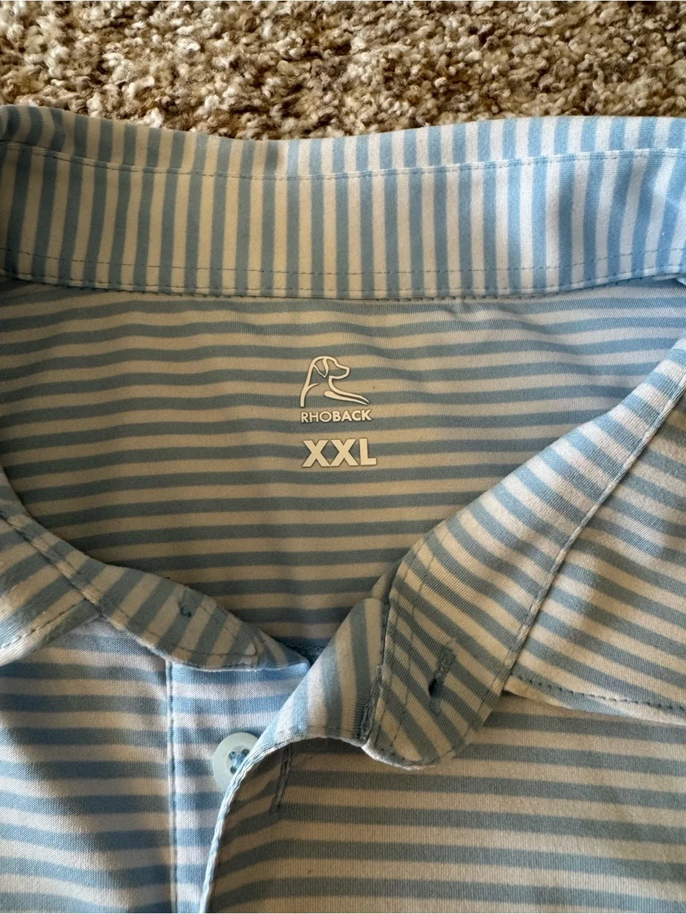 Rhoback Men's Light Blue Striped Polo Shirt